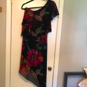 Trina Turk Asymmetrical One Shoulder Strap Dress